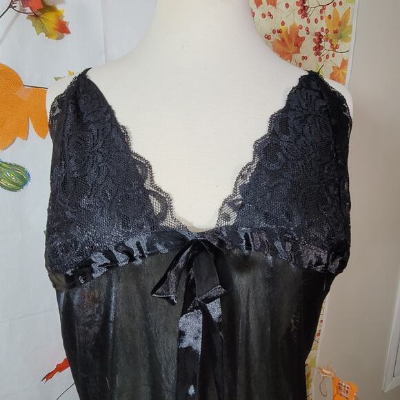 Shein Black Spaghetti Strap Lace Bodice Backless Babydoll Nightgown Sze 16 - Picture 5 of 8